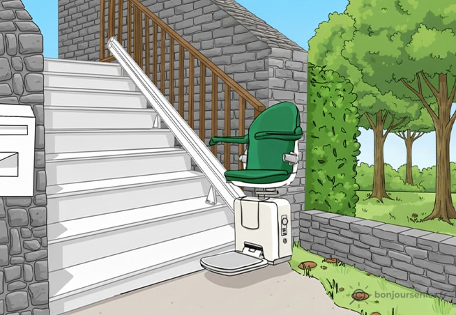 Illustration monte-escalier extériieur