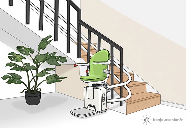 Illustration monte-escalier tournant