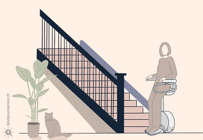 Illustration monte-escalier debout