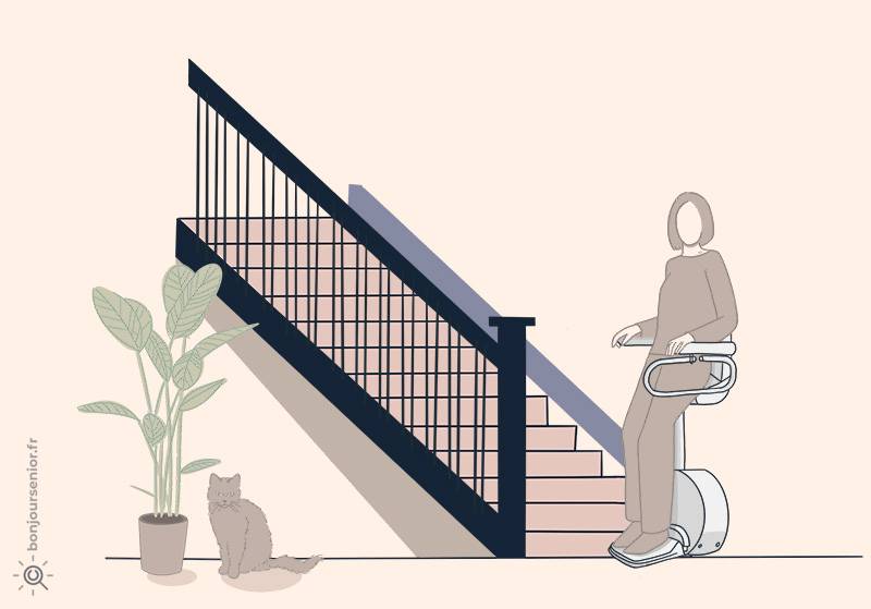 Illustration monte-escalier debout