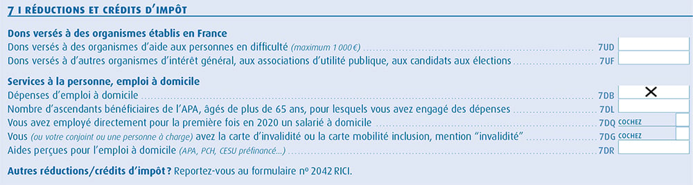 Cerfa 2042 : déclaration téléassistance aux impôts