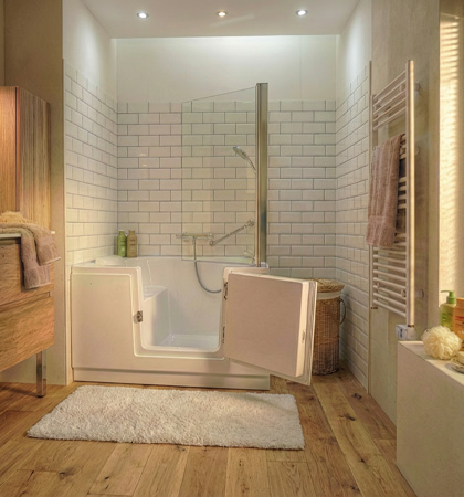 Bannière baignoire sabot à porte mobile