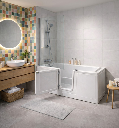 Bannière baignoire douche à porte mobile