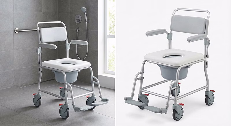 Chaise de douche à roulettes